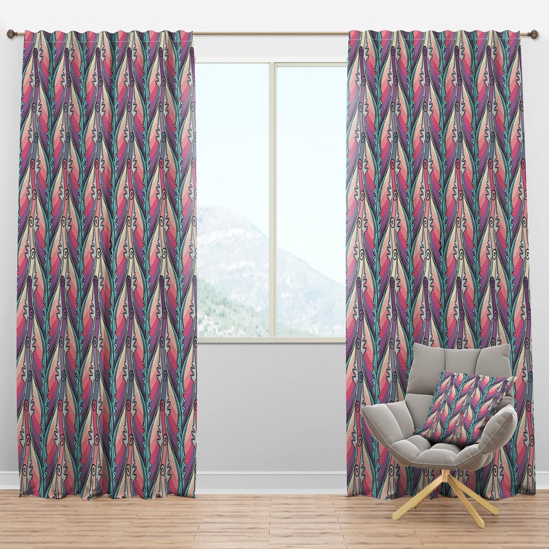 Floral Abstract Pattern - Bohemian & Eclectic Curtain Panels