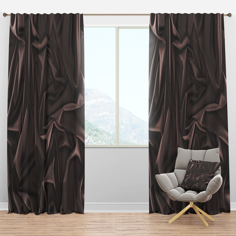 Folded Dark Silk Waves - Modern & Contemporary Curtain Panels