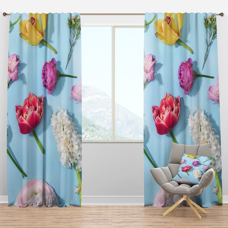 Fresh Beautiful Blooming Flowers - Floral Curtain Panels
