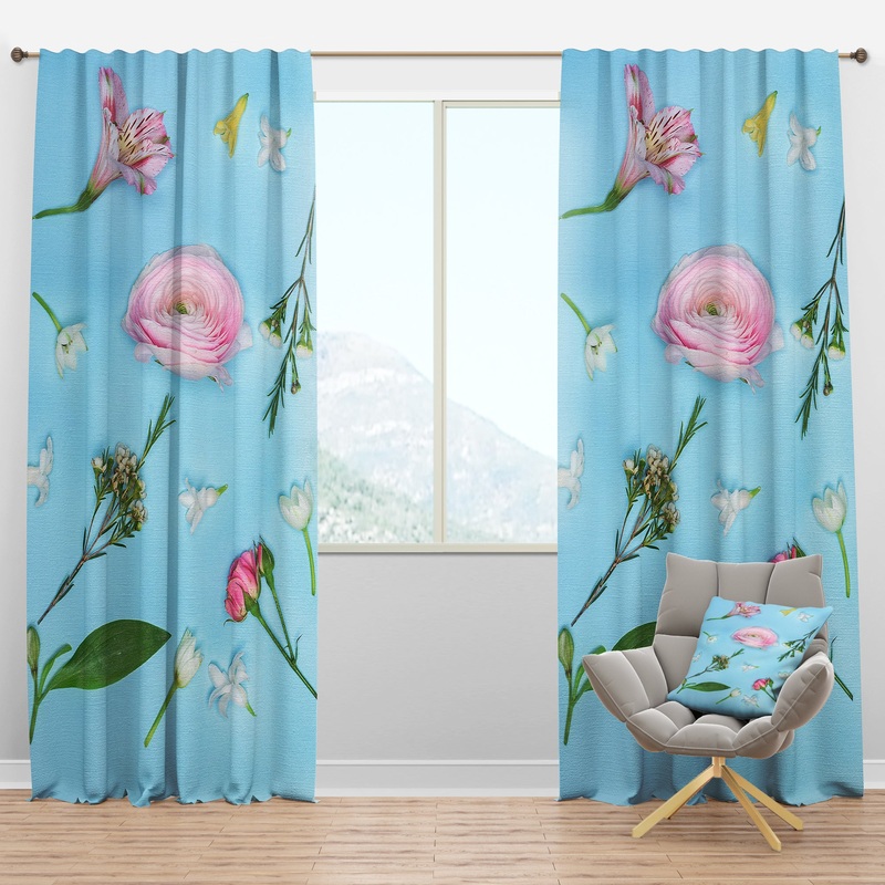 Fresh Beautiful Blooming Rose - Traditional Curtain Panels