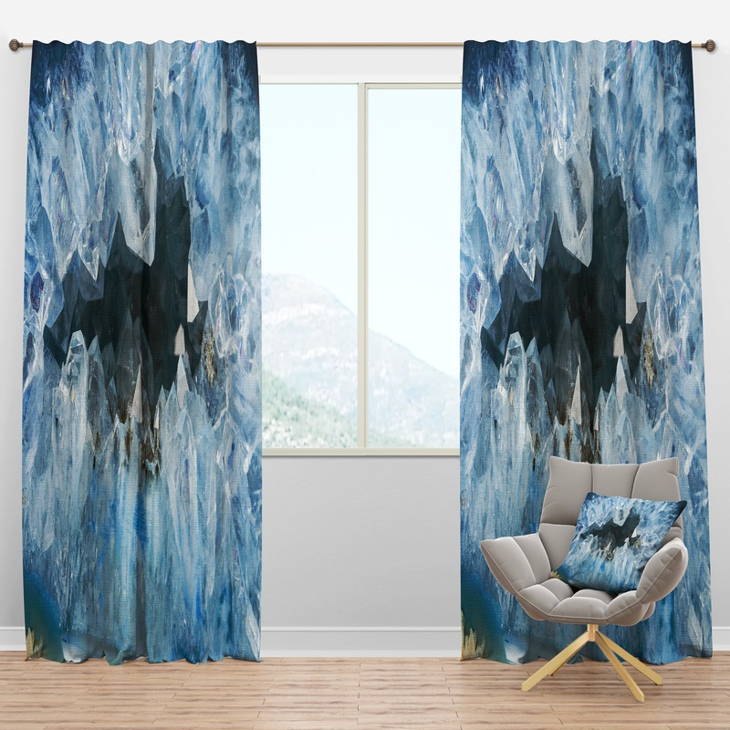 Geode Interior with Light Blue crystals - Mid-Century Modern Curtain Panels