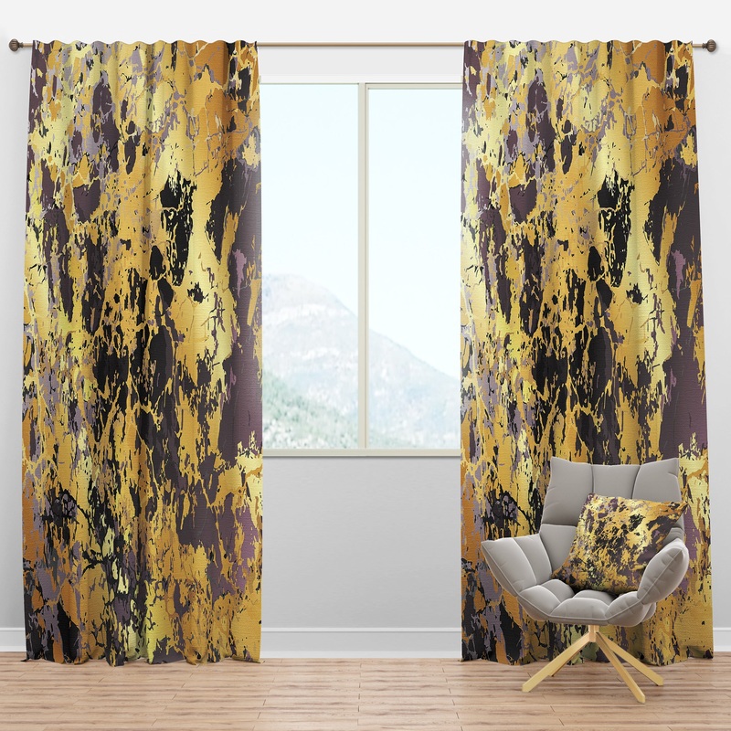 Golden Marble Composition - Modern & Contemporary Curtain Panels