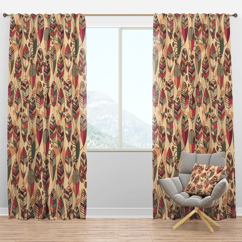 Retro Autum Flowers - Floral Curtain Panels