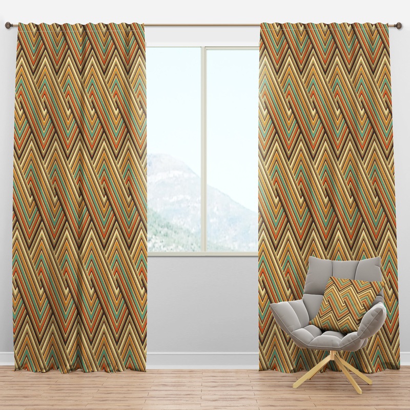 Retro square waves - Mid-Century Modern Curtain Panels