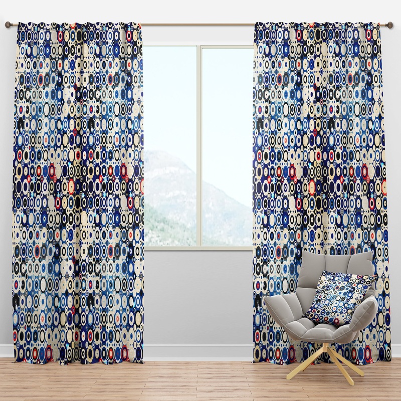 Retro stars and dots in disco style - Mid-Century Modern Curtain Panels