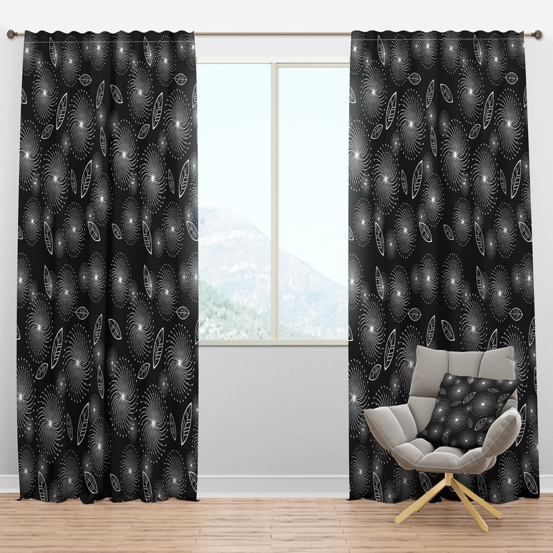 Retro Stylized Flowers - Floral Curtain Panels