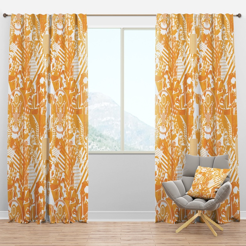 Retro US Statue of Liberty Eagle - Americana Curtain Panels