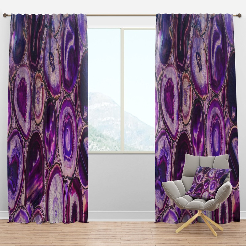 Violet Agate geode - Mid-Century Modern Curtain Panels