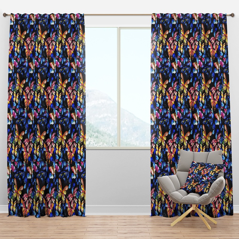 Watercolor Butterfly Pattern - Modern & Contemporary Curtain Panels