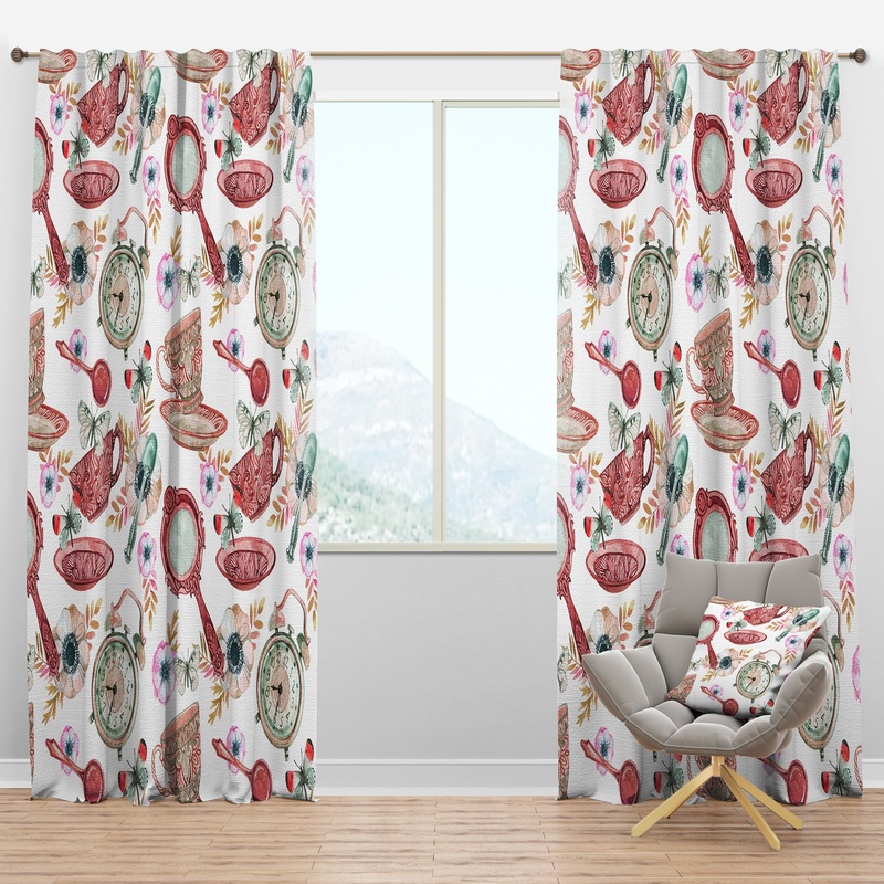 Watercolor Tea Pattern - Modern Curtain Panels