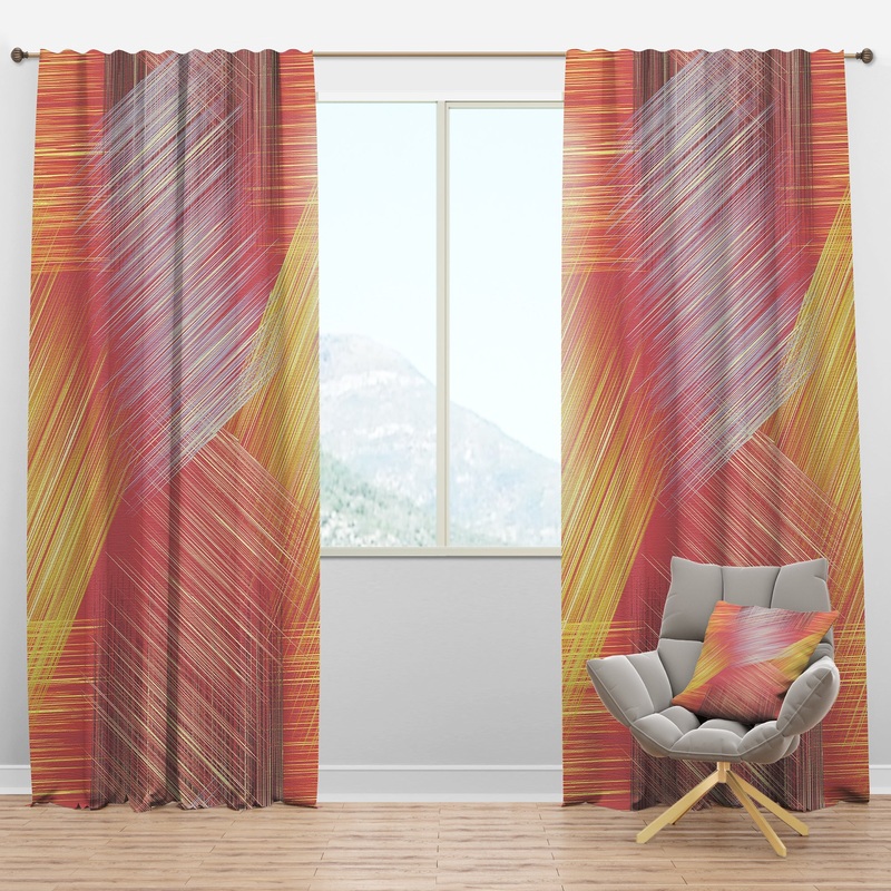 Yellow and Pink Striped Pattern - Modern & Contemporary Curtain Panels