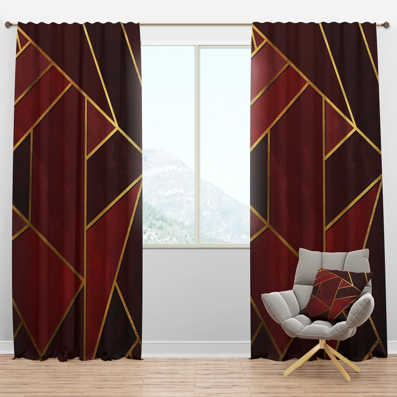 Yellow Triangulars over Shades of Red - Modern & Contemporary Curtain Panels