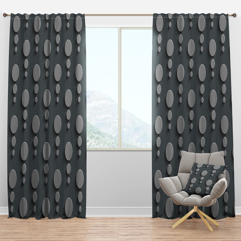 3D Circles Abstract Technology - Modern & Contemporary Curtain Panels