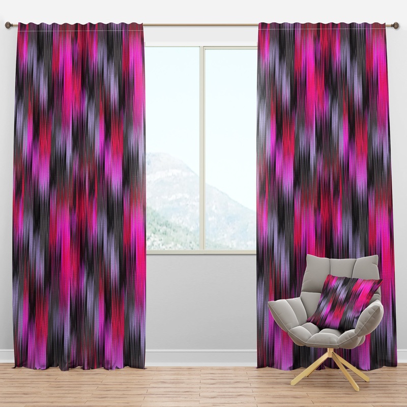 Black And Purple Ikat - Modern & Contemporary Curtain Panels