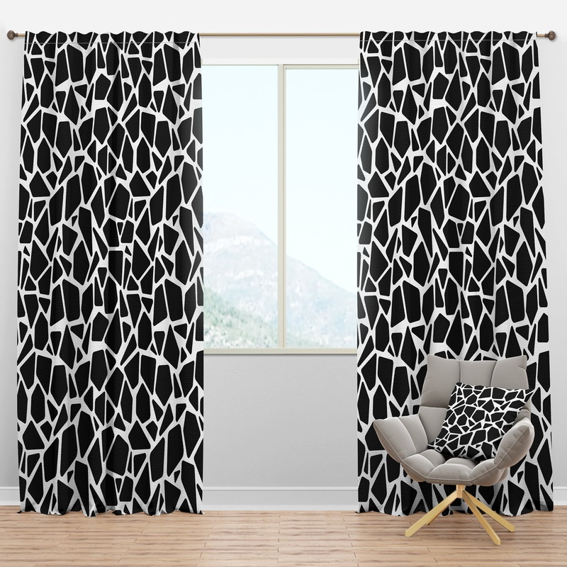 Black and White Tiles - Modern & Contemporary Curtain Panels