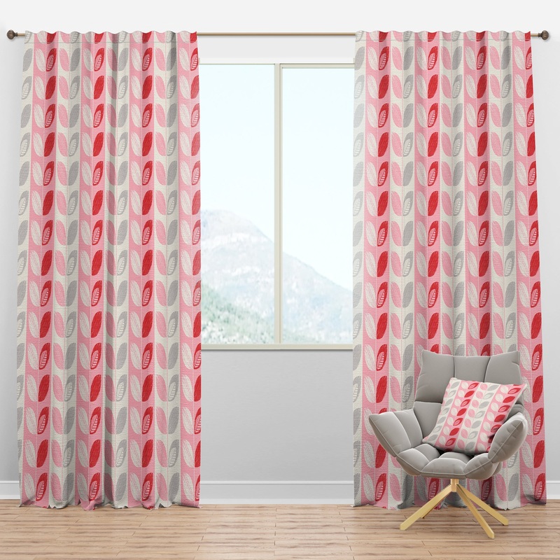 Botanical Retro Design I - Mid-Century Modern Curtain Panels