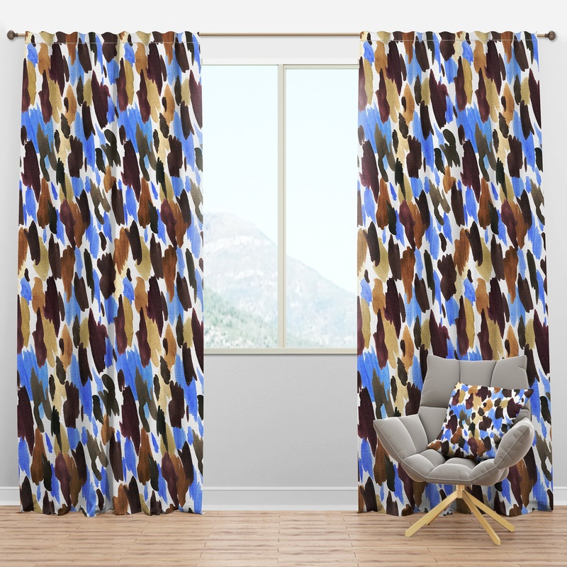 Burgundy, Blue and Brown Leopard - Modern & Contemporary Curtain Panels