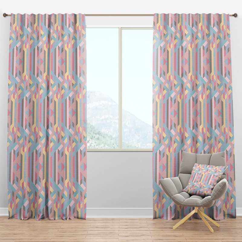 Colorful Geometry in Pink, Blue, Yellow and Black - Modern & Contemporary Curtain Panels