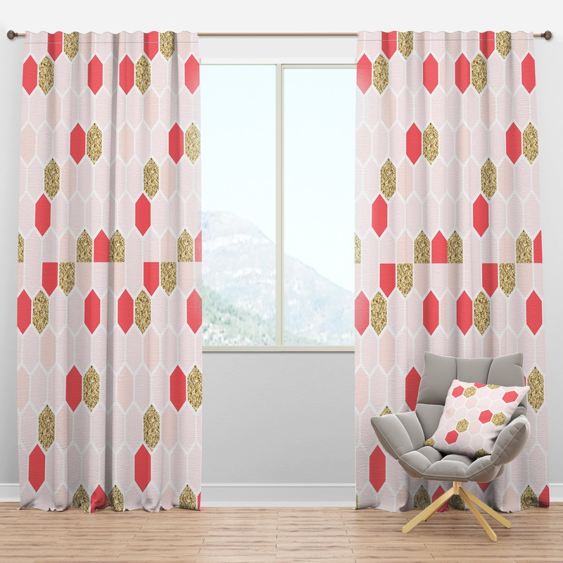 Gold Chic Design I - Mid-Century Modern Curtain Panels