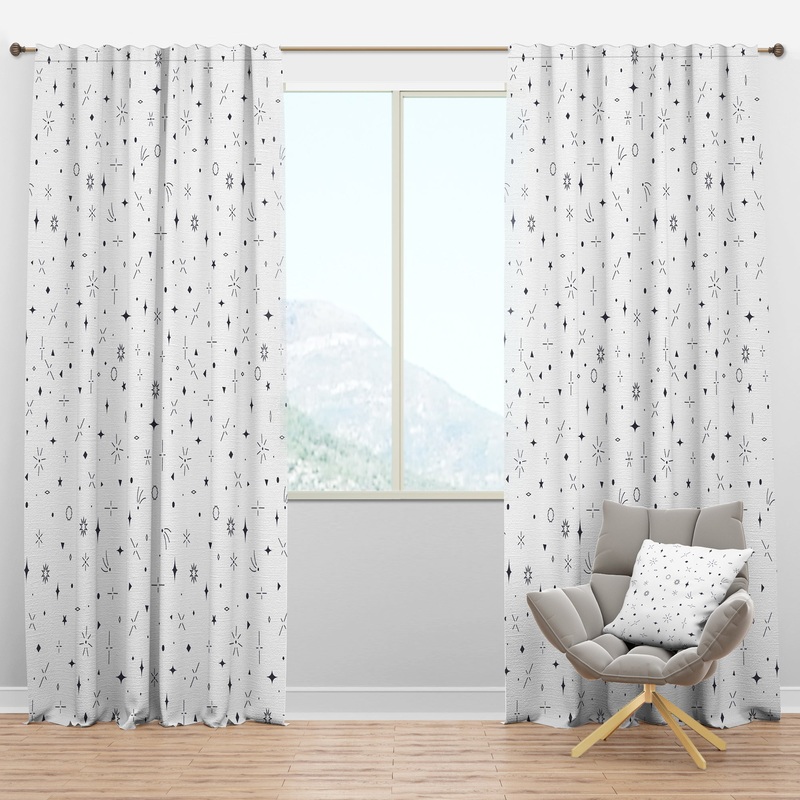 Golden Geometrical Diamond Pattern III - Mid-Century Modern Curtain Panels
