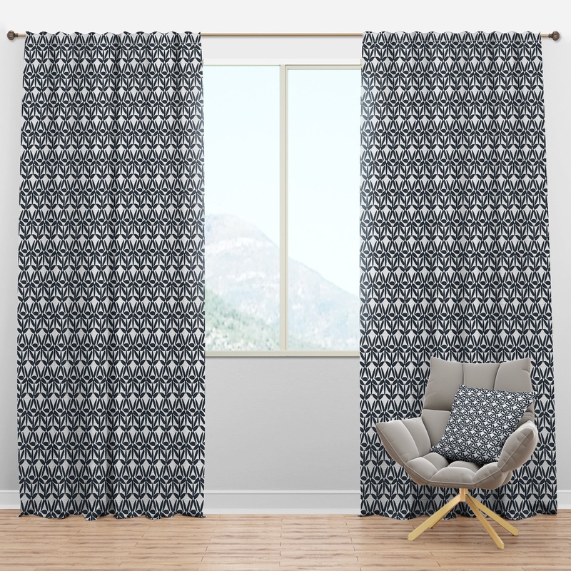 Retro Abstract Flower Design IV - Mid-Century Modern Curtain Panels