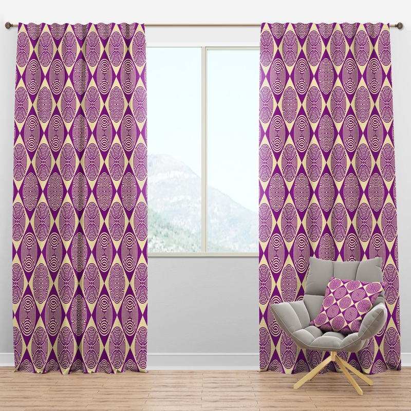 Retro Abstract Pattern Design I - Mid-Century Modern Curtain Panels