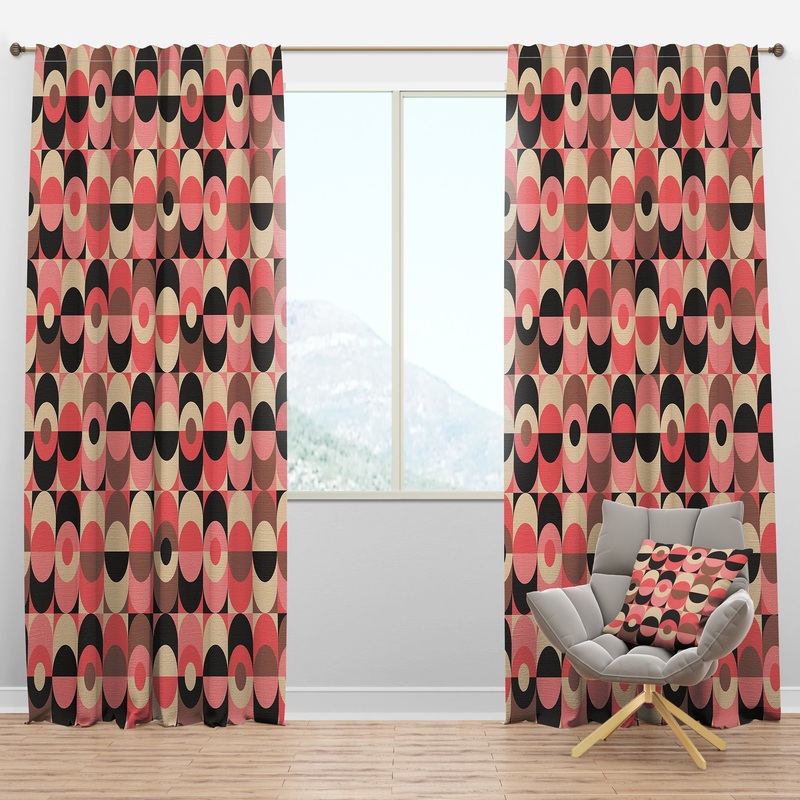 Retro Geometric Design XI - Mid-Century Modern Curtain Panels