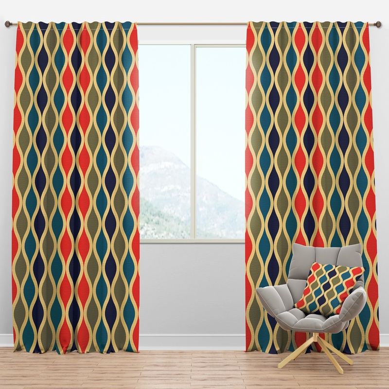 Retro Ornamental Design VI - Mid-Century Modern Curtain Panels