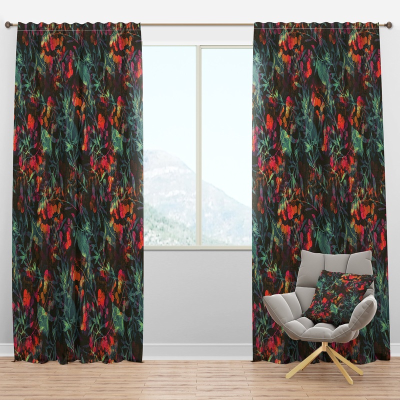 Superimposed blend of Herbs Flowers Leaves and Berries - Traditional Curtain Panels