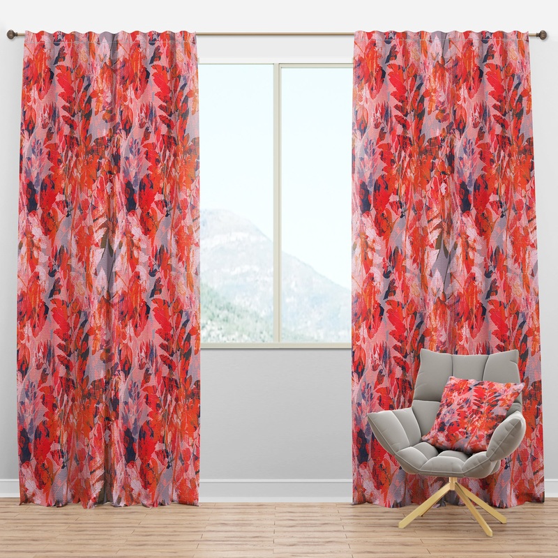 Superimposed composition of herb, flowers and leaves - Floral Curtain Panels