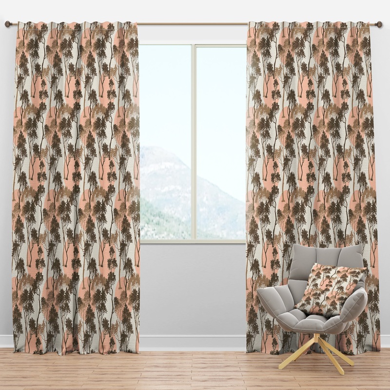 Trees Under The Full Moon in Forest - Abstract Curtain Panels