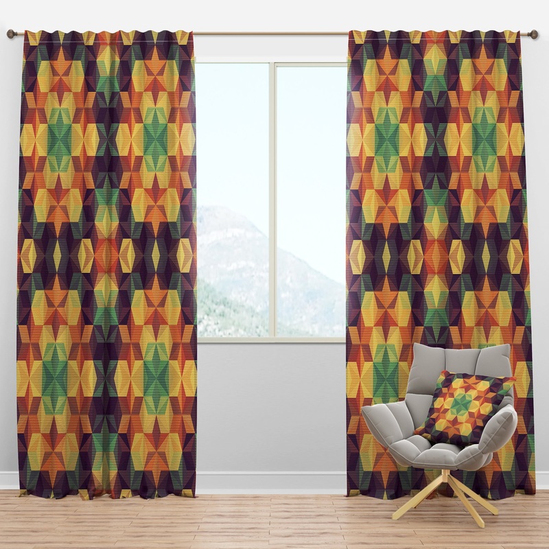 Triangular Geometry Mosaic - Modern & Contemporary Curtain Panels