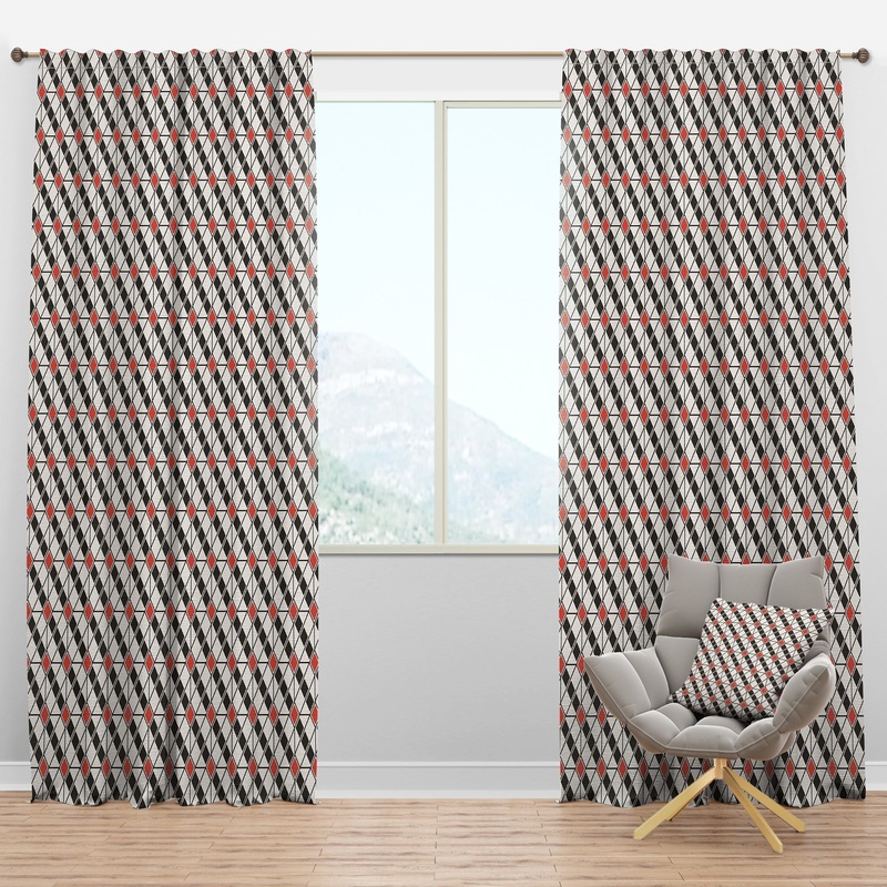 Abstract Design Retro Pattern IV - Mid-Century Modern Curtain Panels