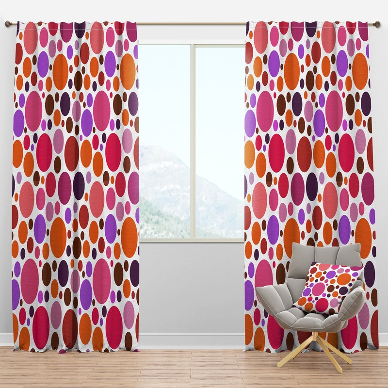 Abstract Geometric Circular Retro II - Mid-Century Modern Curtain Panels