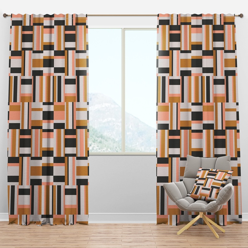 Abstract Retro Geometric IX - Mid-Century Modern Curtain Panels
