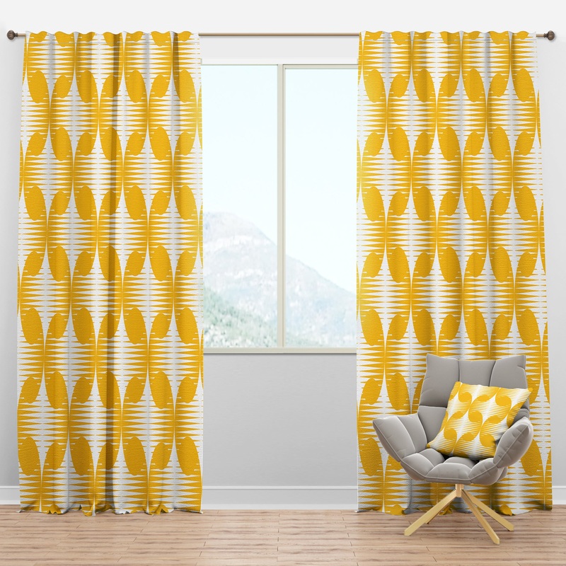 Abstract Retro Geometric Pattern IV - Mid-Century Modern Curtain Panels