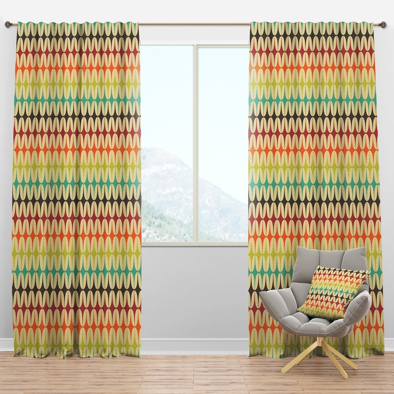 Abstract Retro Geometric Pattern V - Mid-Century Modern Curtain Panels