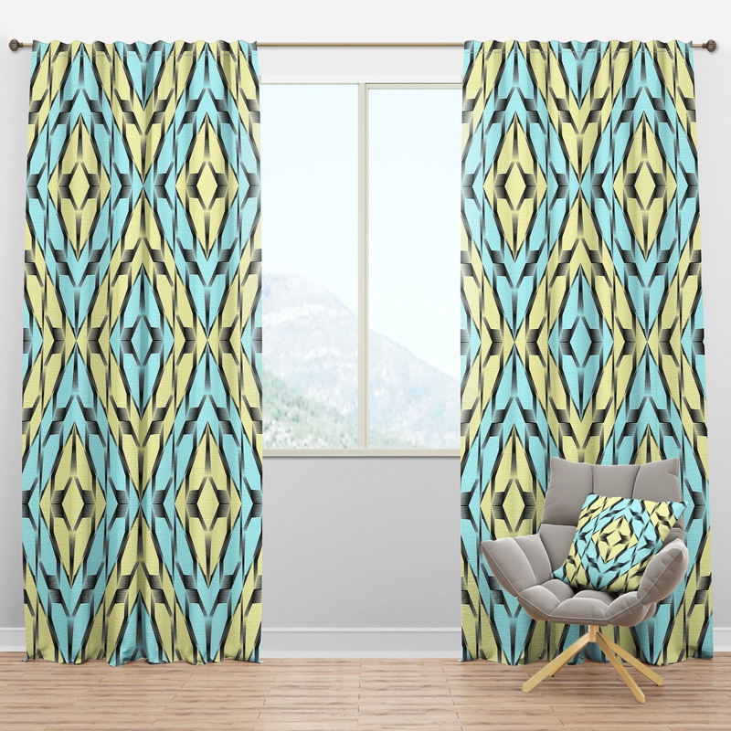 Black and White Fashion Ornament - Mid-Century Modern Curtain Panels