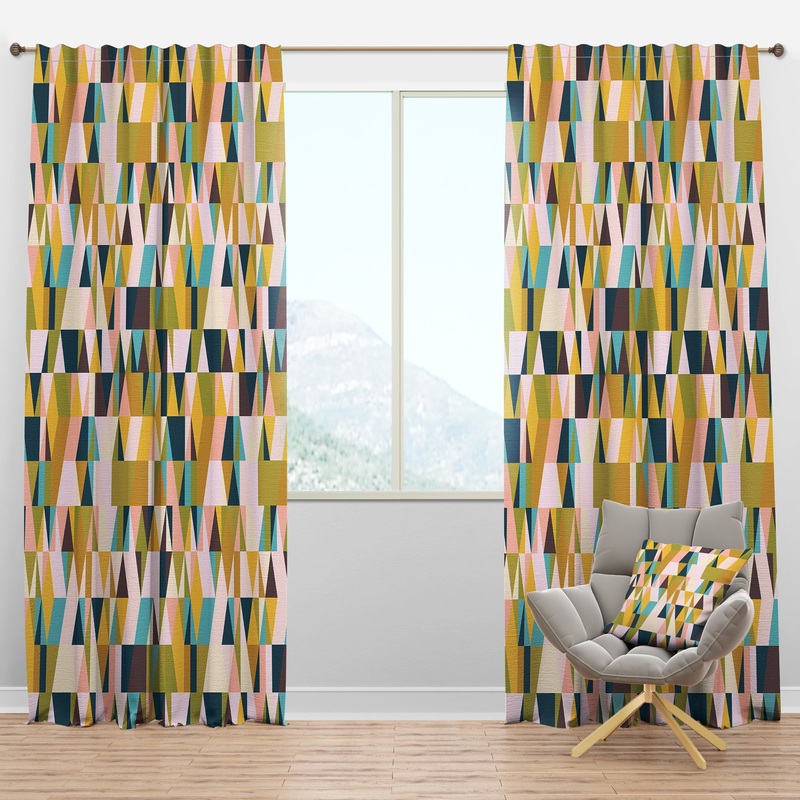 Carson Carrington Labacka Triangular Retro Design Mid-Century Modern Curtain Panels