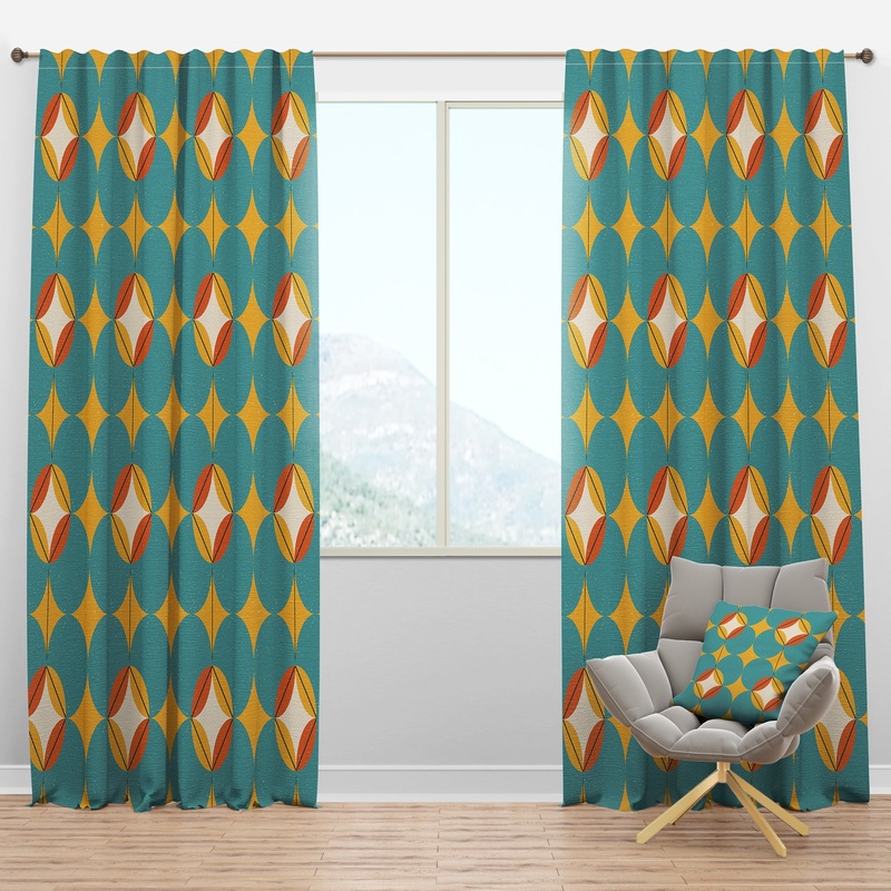 Diamond Retro IV - Mid-Century Modern Curtain Panels