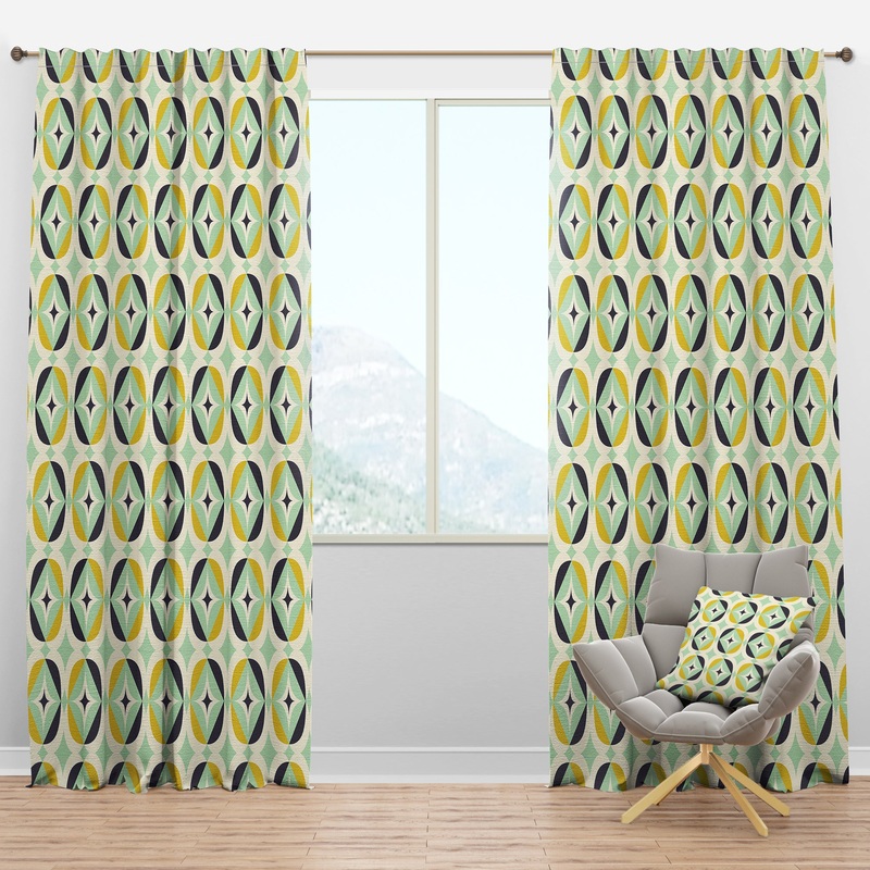 Diamond Retro V - Mid-Century Modern Curtain Panels