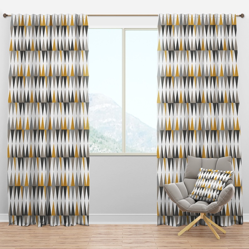 Diamond Retro VIII - Mid-Century Modern Curtain Panels