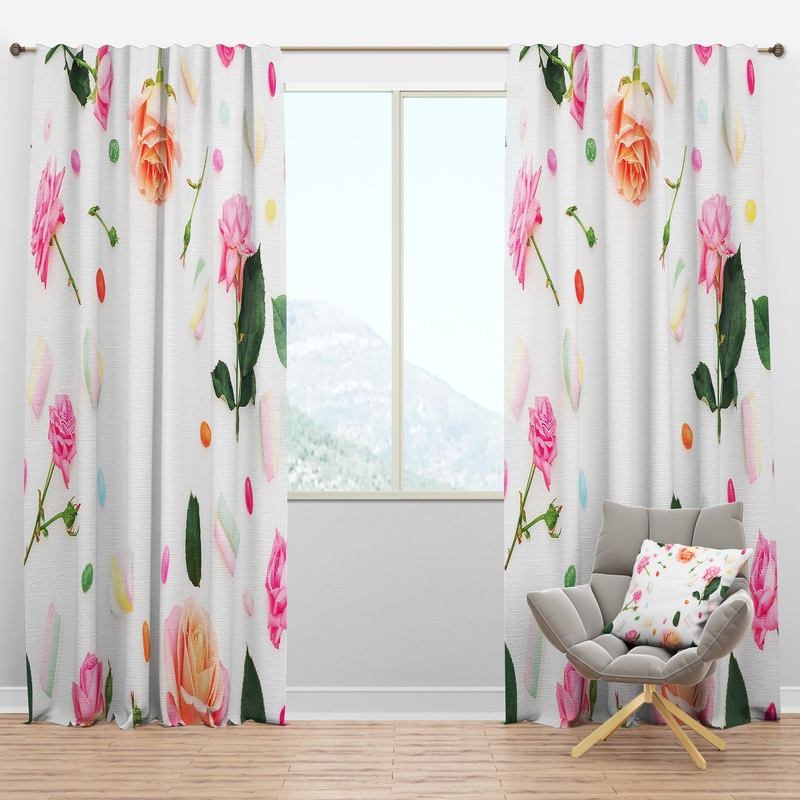 Floral Botanical Retro VI - Mid-Century Modern Curtain Panels