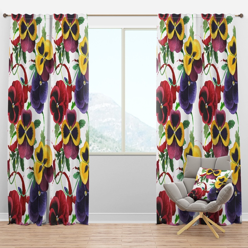 Floral Botanical Retro VIII - Mid-Century Modern Curtain Panels