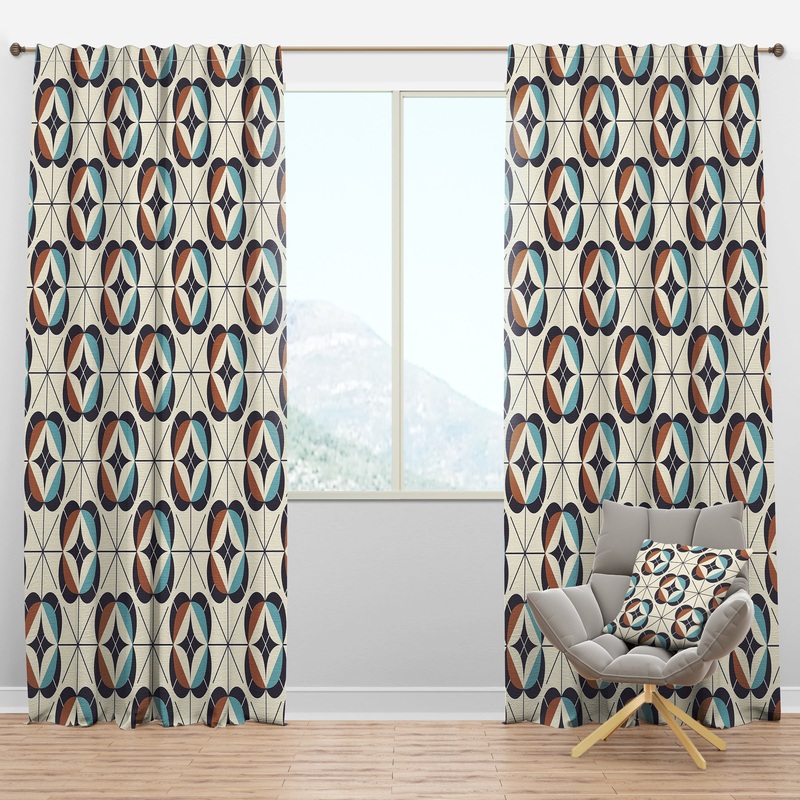 Geometric Retro Design V - Mid-Century Modern Curtain Panels