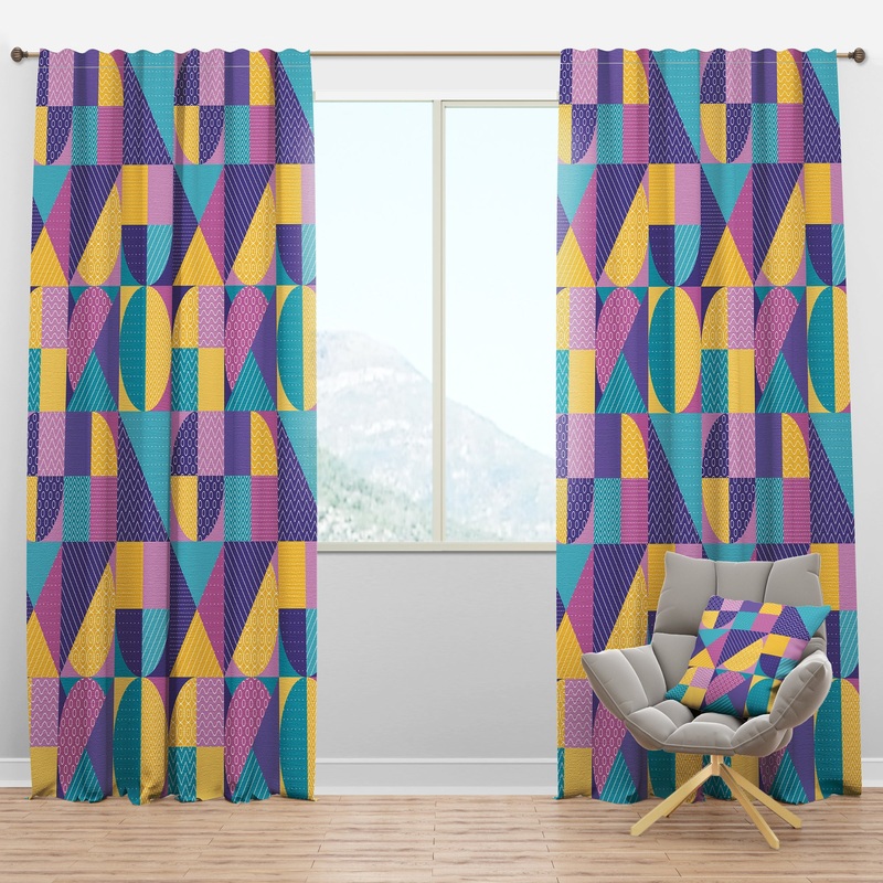 Geometrical Pastel Abstract I - Mid-Century Modern Curtain Panels