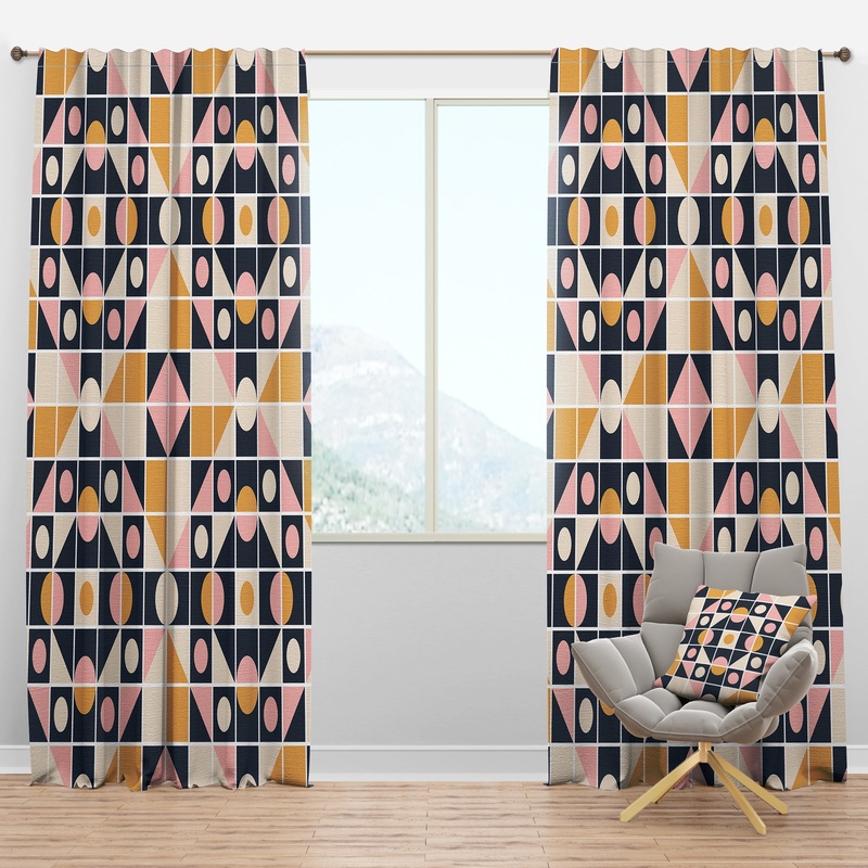 Geometrical Retro Design I - Mid-Century Modern Curtain Panels