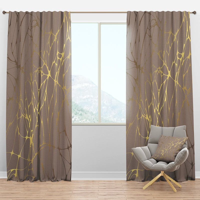 Golden Marble Design II - Mid-Century Modern Curtain Panels
