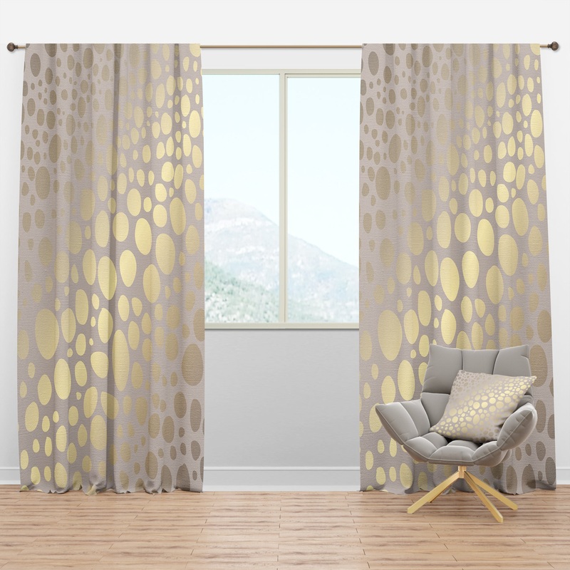 Golden Marble Design III - Mid-Century Modern Curtain Panels