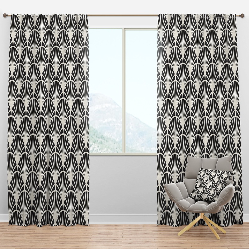 Retro Art Deco Waves I - Mid-Century Modern Curtain Panels
